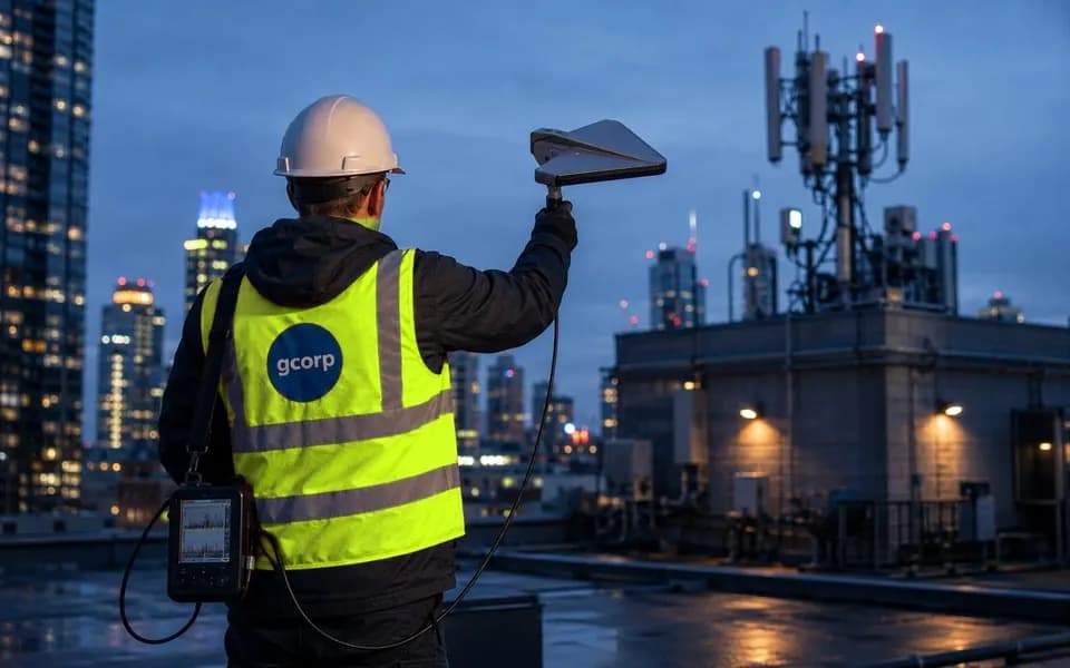 GCorp RF field team on a tower