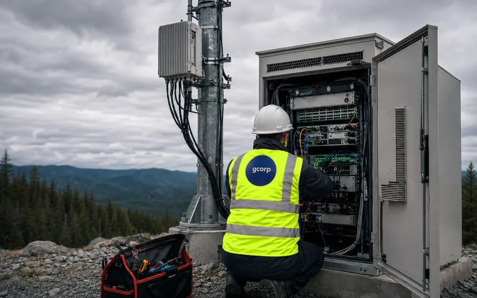 GCorp RF field team on a tower