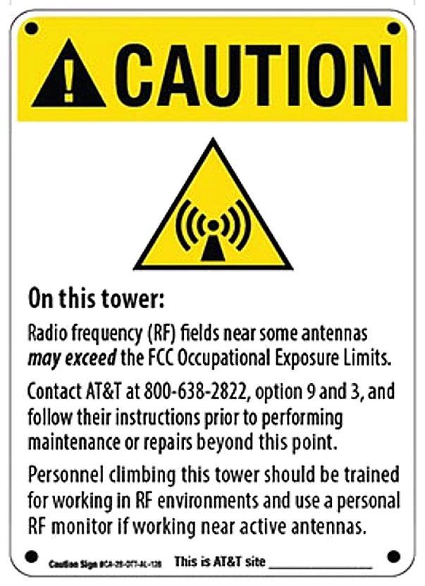 Yellow Caution — On This Tower — RF safety sign artwork