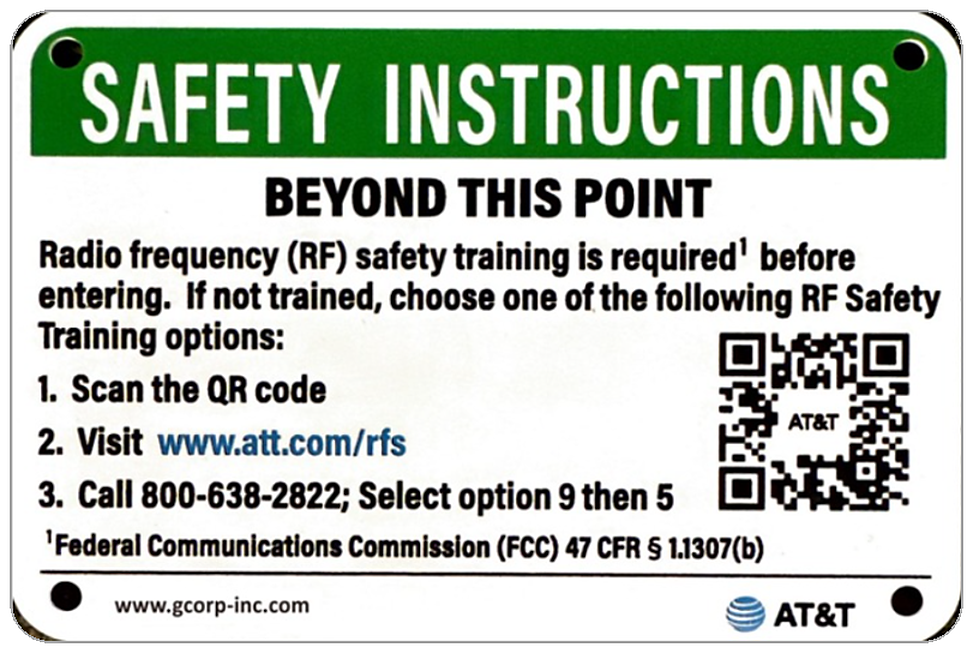 Green Safety Instructions — RF Training — RF safety sign artwork