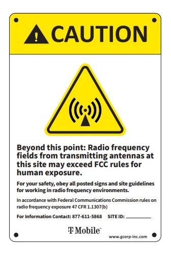 Yellow Caution (NOC) — vertical — T-Mobile RF safety sign