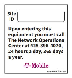 Logo with information (NOC) — T-Mobile RF safety sign