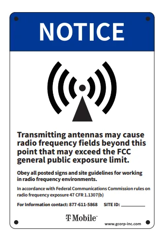 Blue Notice (NOC) — vertical — T-Mobile RF safety sign