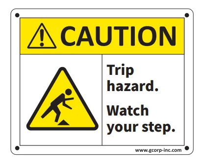 Caution — trip hazard — T-Mobile RF safety sign