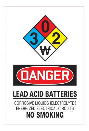 Danger — lead-acid batteries (on demand) — Verizon RF safety sign