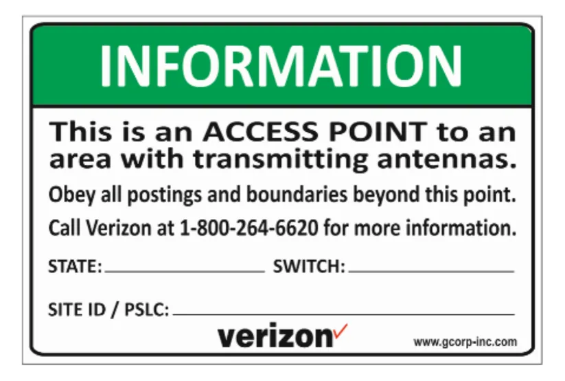 Green Information (NOC) · Verizon · 12" × 8"